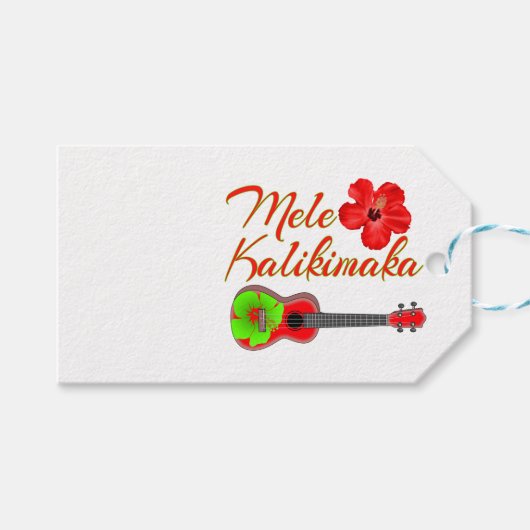 Mele Kalikimaka Ukulele Geschenkanhänger (Vorderseite (Horizontal))