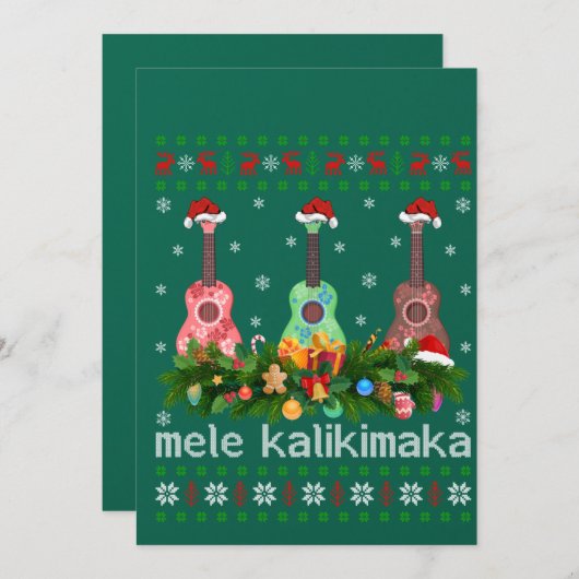 Mele Kalikimaka Ukulele Guitar Gift Ugly Ukulele Einladung (Vorne/Hinten)