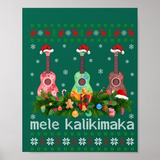 Mele Kalikimaka Ukulele Guitar Gift Ugly Ukulele Poster (Vorne)