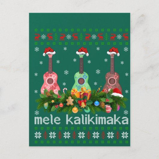 Mele Kalikimaka Ukulele Guitar Gift Ugly Ukulele Postkarte (Vorderseite)