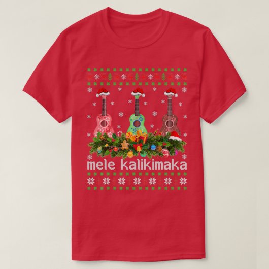 Mele Kalikimaka Ukulele Guitar Ugly Ukulele Christ T-Shirt (Design vorne)