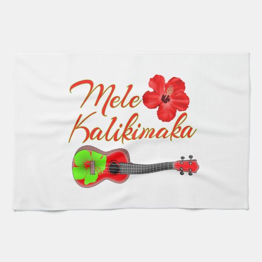 Mele Kalikimaka Ukulele Küchentuch (Horizontal)
