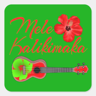 Mele Kalikimaka Ukulele Quadratischer Aufkleber