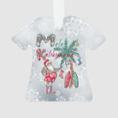 Mele Kalikimaka und Surfen Santa Ornament (Rückseite)