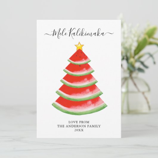 Mele Kalikimaka Watermelon Feiertagskarte (Stehend Vorderseite)