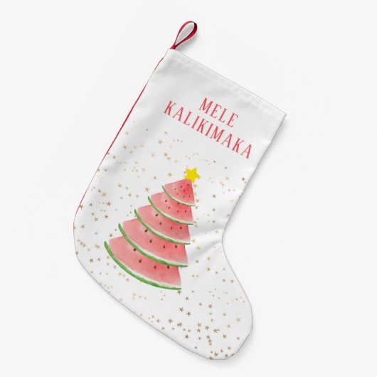Mele Kalikimaka Watermelon Tree Kleiner Weihnachtsstrumpf (Vorderansicht (hängend))