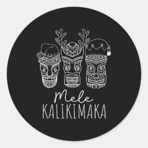 Mele Kalikimaka Weihnachten Hawaiian Santa Tiki Ma Runder Aufkleber