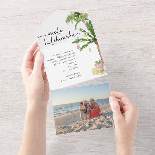 mele kalikimaka Weihnachten verschmolzen Foto Card All In One Einladung (Abreißen)