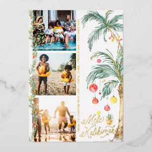 Mele Kalikimaka   Weihnachts-Fotocollage-Karte Folien Feiertagskarte