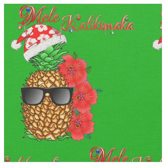 Mele Kalikimaka Weihnachtsananas Stoff (Nahaufnahme)