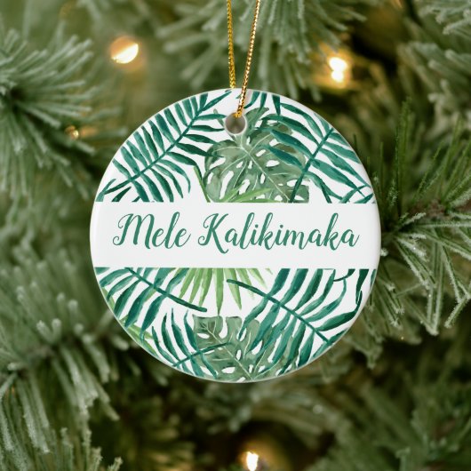 Mele Kalikimaka Weihnachtsferien-Typografie Keramik Ornament (Baum)