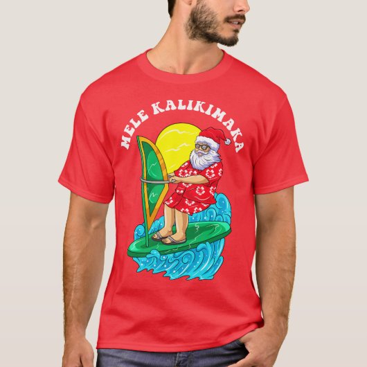 Mele Kalikimaka Weihnachtsmann Surfen T-Shirt (Vorderseite)