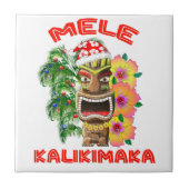 Mele Kalikimaka Weihnachtsmann Tiki Fliese (Vorderseite)