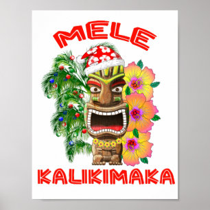 Mele Kalikimaka Weihnachtsmann Tiki Poster
