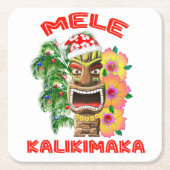 Mele Kalikimaka Weihnachtsmann Tiki Rechteckiger Pappuntersetzer (Vorderseite)