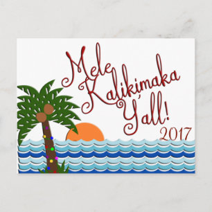 Mele Kalikimaka Y'all Christmas Beach Postcard Feiertagspostkarte
