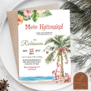 Mele Kalimaka Hawaii Palm Tree Weihnachtsfeiertag Einladung
