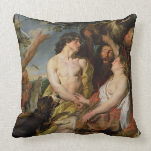 Meleager und Atalanta (Öl auf Leinwand) Kissen