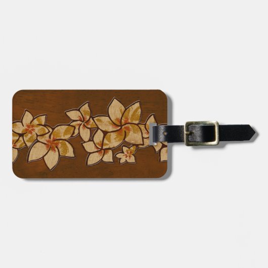 Meliahawaiisches Plumeria-Imitat-hölzerne Gepäckanhänger (Vorderseite horizontal)