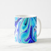 Meliertes Blau | Fluid Art Kaffeetasse (VorderseiteRechts)