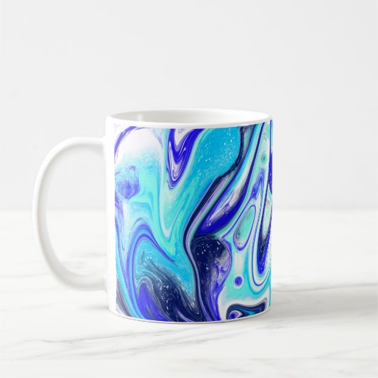 Meliertes Blau | Fluid Art Kaffeetasse (Links)