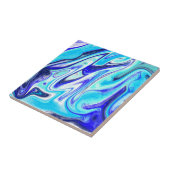 Meliertes Blau | Marmorflüssiges Kunst Fliese (Seite)