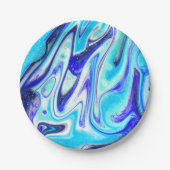 Meliertes Blau | Marmorflüssiges Kunst Pappteller (Vorderseite)