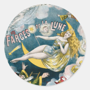 Melies ~ französischer Magier-Vintage magische Ta Runder Aufkleber
