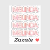 Melinda Name in leuchtenden Neonbeleuchtung Aufkleber (Blatt)