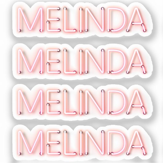 Melinda Name in leuchtenden Neonbeleuchtung Aufkleber (Vorderseite)