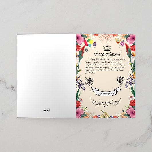 Melindas 80. Geburtstagskarte (Äußere Ablage)