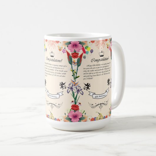 Melindas 80. Geburtstagskarte Kaffeetasse (VorderseiteRechts)