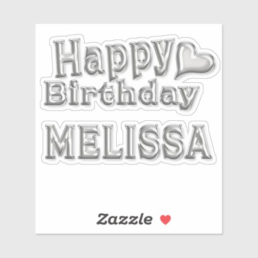 Melissa Happy Birthday silver Aufkleber Sticker (Blatt)