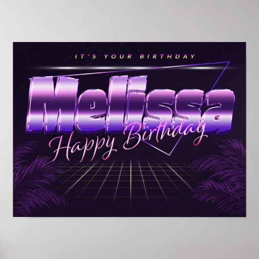 Melissa Name Vorname lila retro Poster Geburtstag (Vorne)