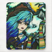 "Melissa" Vampirs-Wolf-Fantasie-Waldkunst Mousepad (Vorne)
