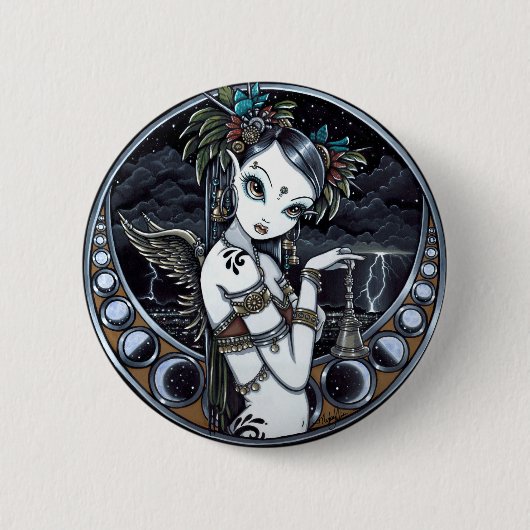 "Melita" Goth Stammes- Fusions-Tänzer Pinback Button (Vorderseite)