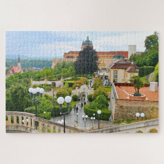 Melk Abbey mit Garten und Stadt, Österreich Puzzle (Horizontal)