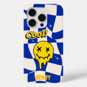 Melken von Lächelemoji mit Blue Checkered Case-Mate iPhone Hülle (Rückseite)