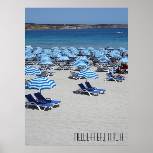 Mellieha Bay Beach Szene in Malta Poster (Vorne)