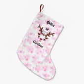 Mellis 1. Weihnachtsherz rosa Strumpf Kleiner Weihnachtsstrumpf (Vorderansicht (hängend))