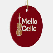Mellow Cello White Text Keramik Ornament (Rechts)