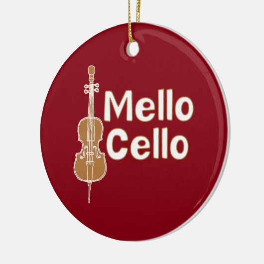 Mellow Cello White Text Keramik Ornament (Links)