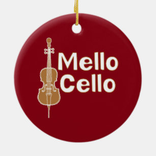 Mellow Cello White Text Keramik Ornament