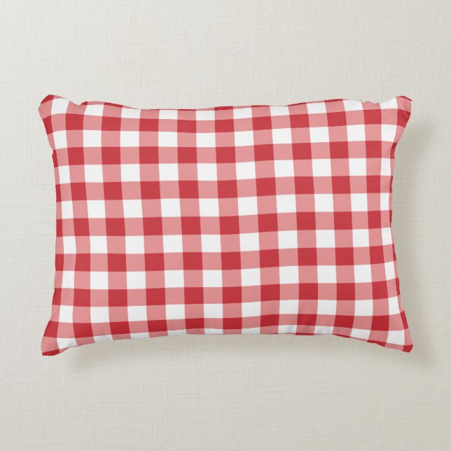 Mellow Classic Gingham - red white check plaid. Dekokissen (Vorderseite)