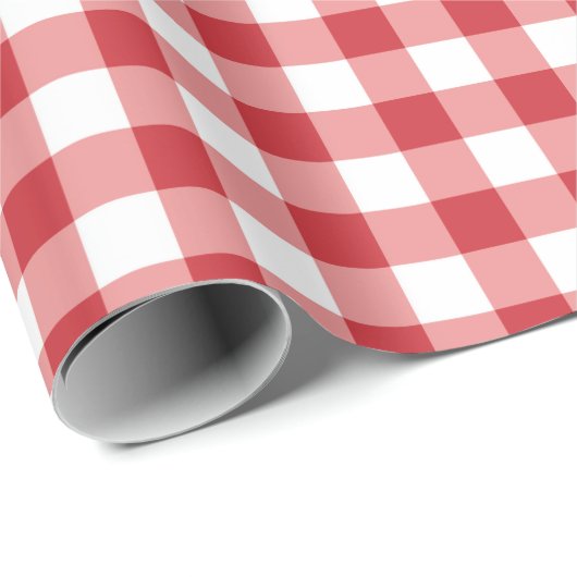 Mellow Classic Gingham - red white check plaid. Geschenkpapier (Rolleneckpunkt)