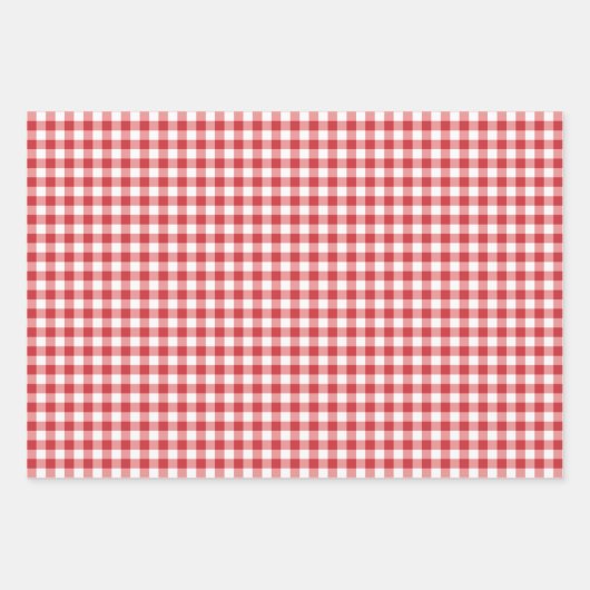 Mellow Classic Gingham - red white check plaid. Geschenkpapier Set (Vorderseite 3)