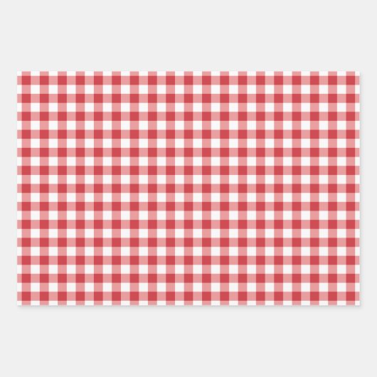 Mellow Classic Gingham - red white check plaid. Geschenkpapier Set (Vorderseite 2)