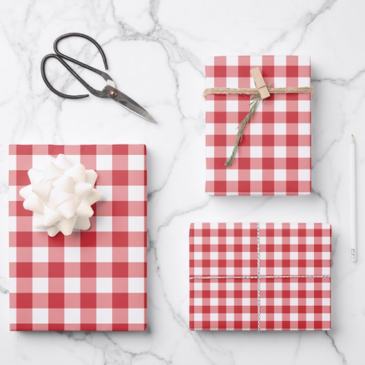 Mellow Classic Gingham - red white check plaid. Geschenkpapier Set (Vorderseite)