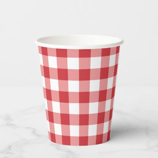 Mellow Classic Gingham - red white check plaid. Pappbecher (Rückseite)