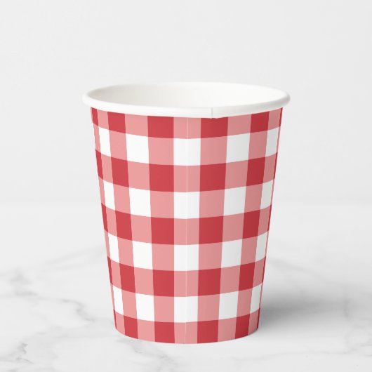 Mellow Classic Gingham - red white check plaid. Pappbecher (Rechts)